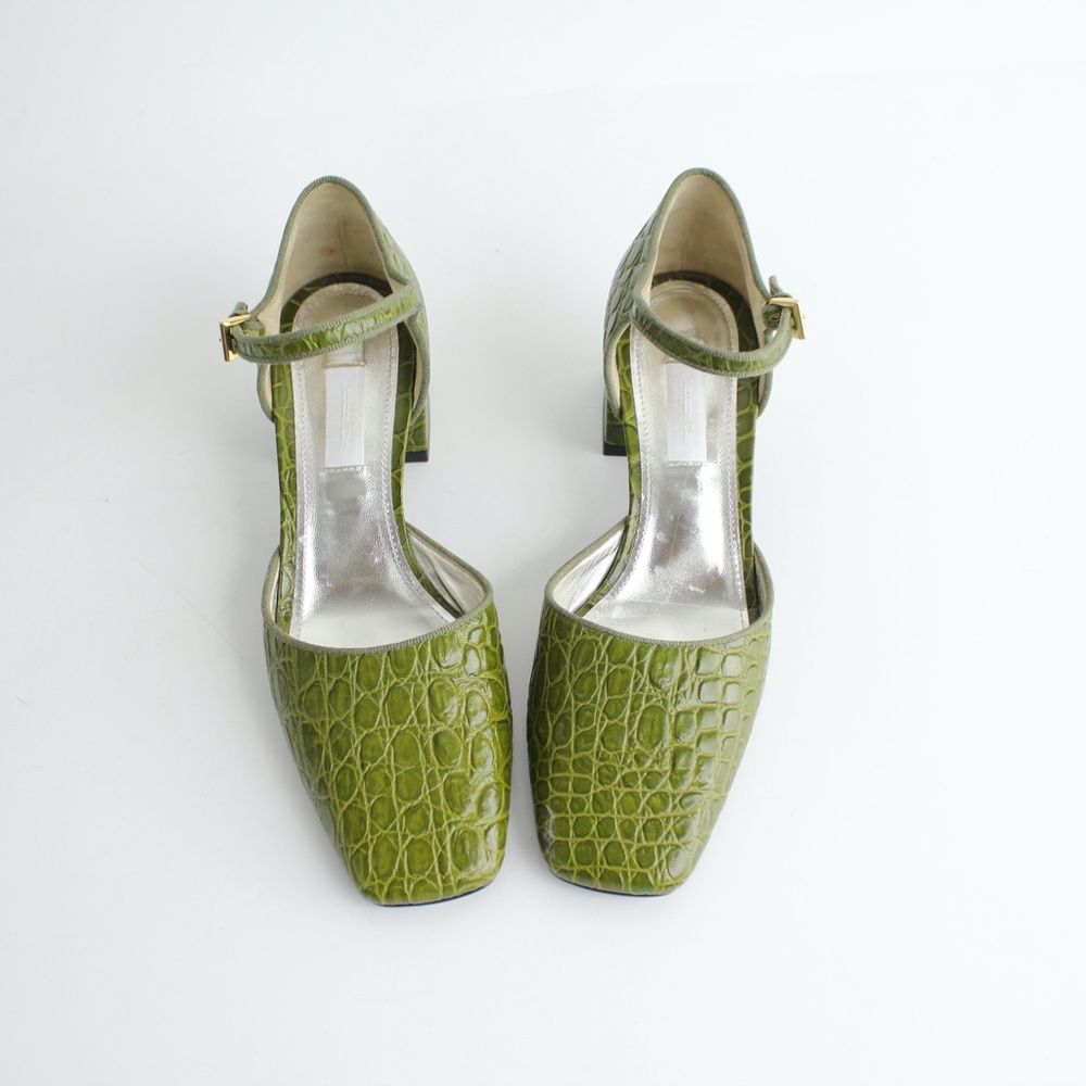 nwob SUZANNE RAE embossed eather mary jane shoes block heels pumps square toes - Picture 4 of 8